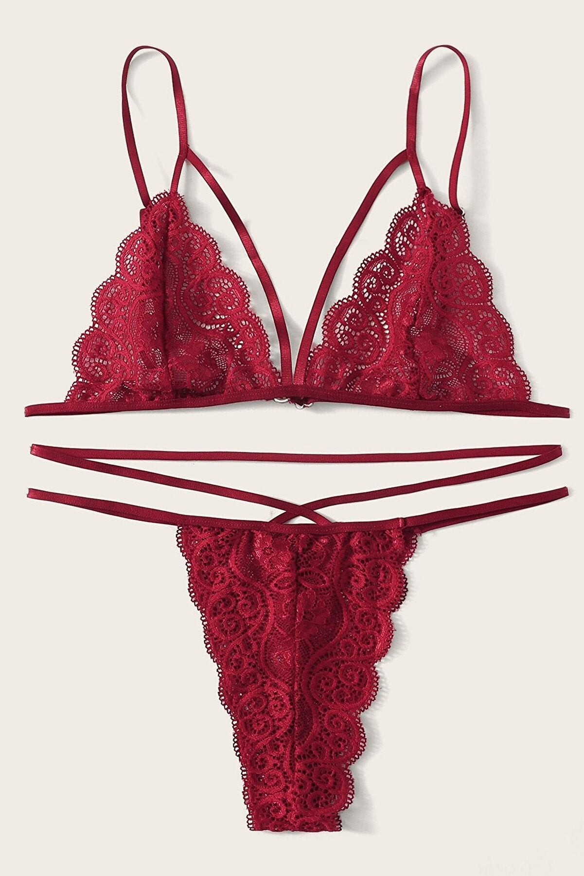 Kadın Bordo Dantel Sütyen Külot Takımı