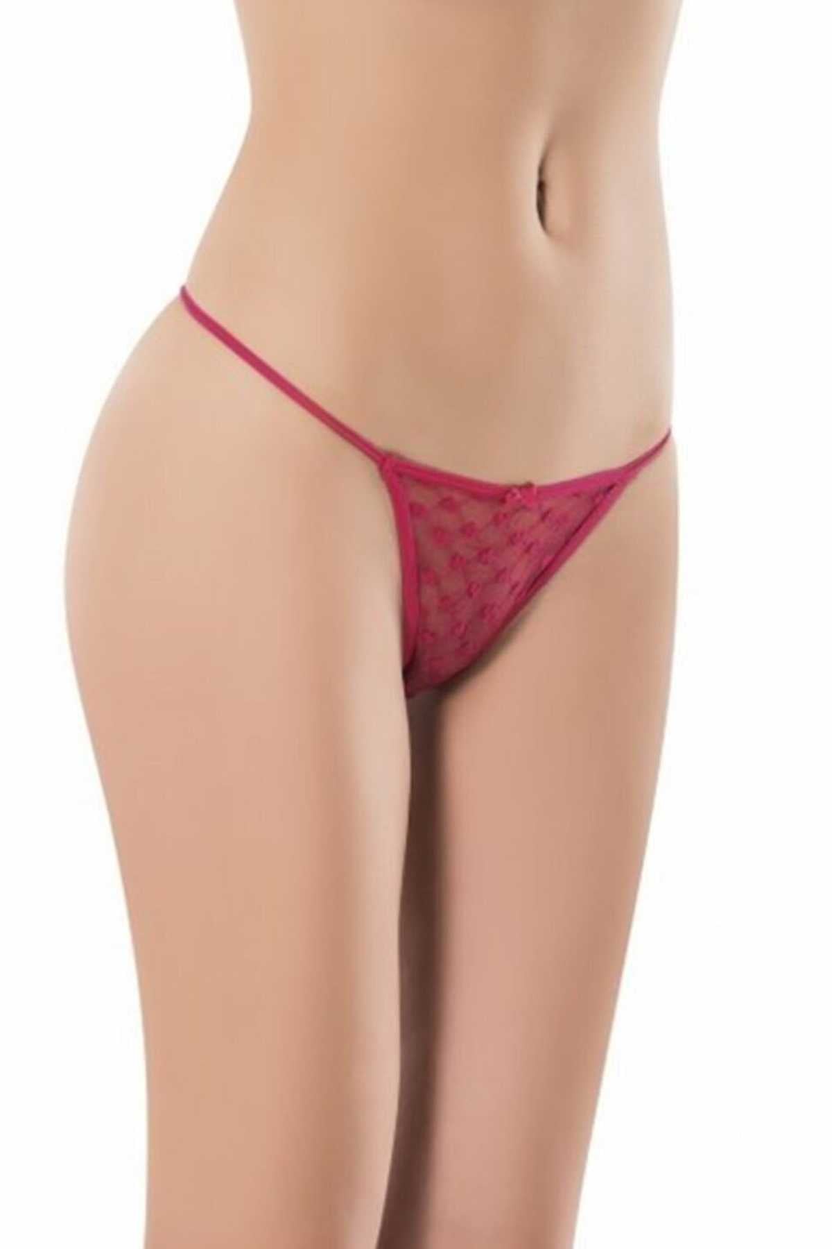 10 Adet Önü Dantelli Kadın İp Tanga String İpkini
