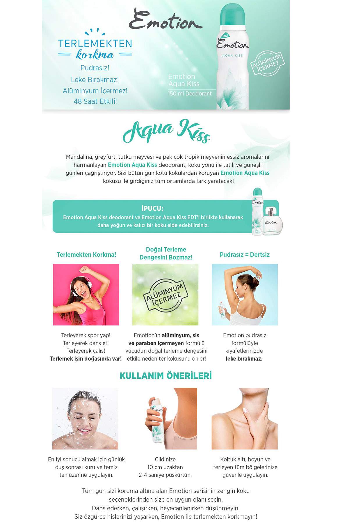 2 Adet Aqua Kiss Kadın Deodorant Sprey 150 ml
