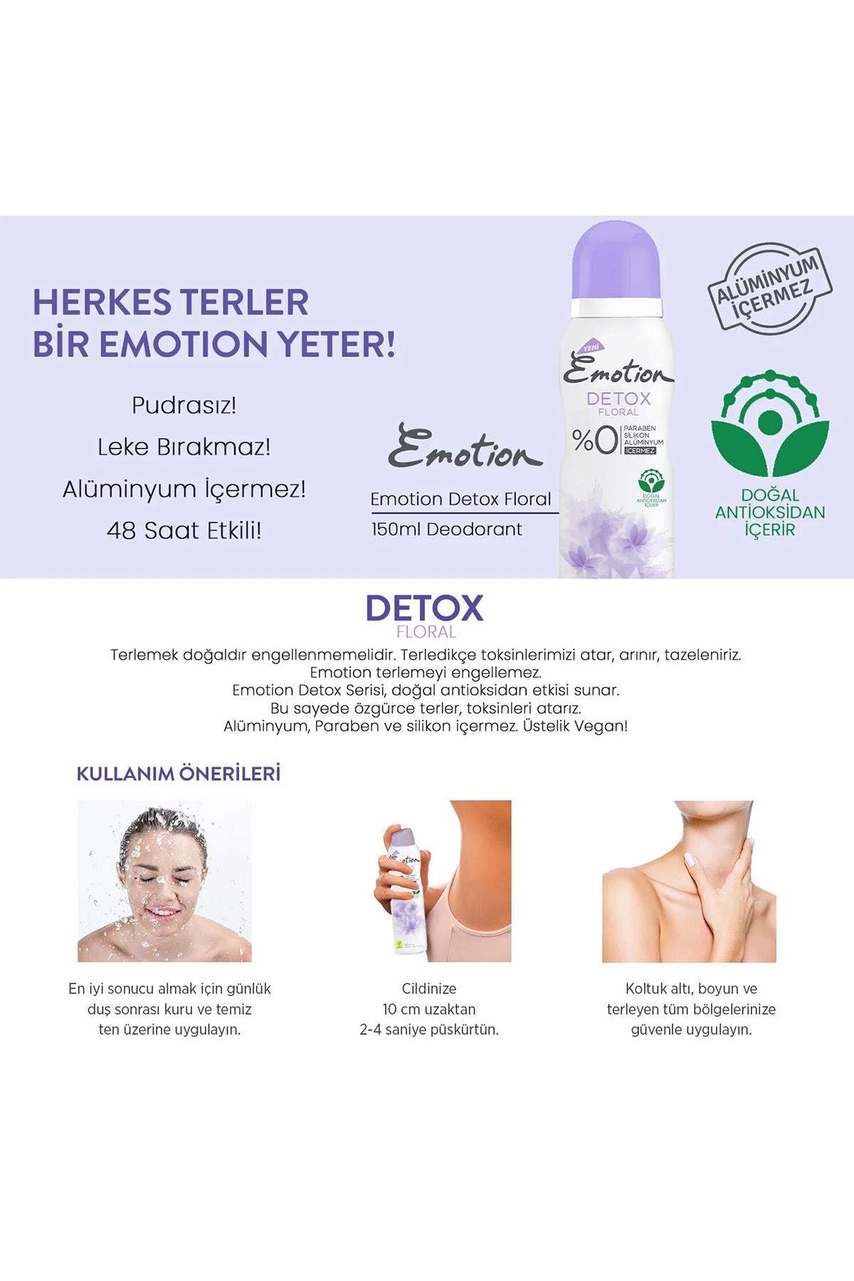 2 Adet Detox Floral Kadın Deodorant Sprey 150 ml
