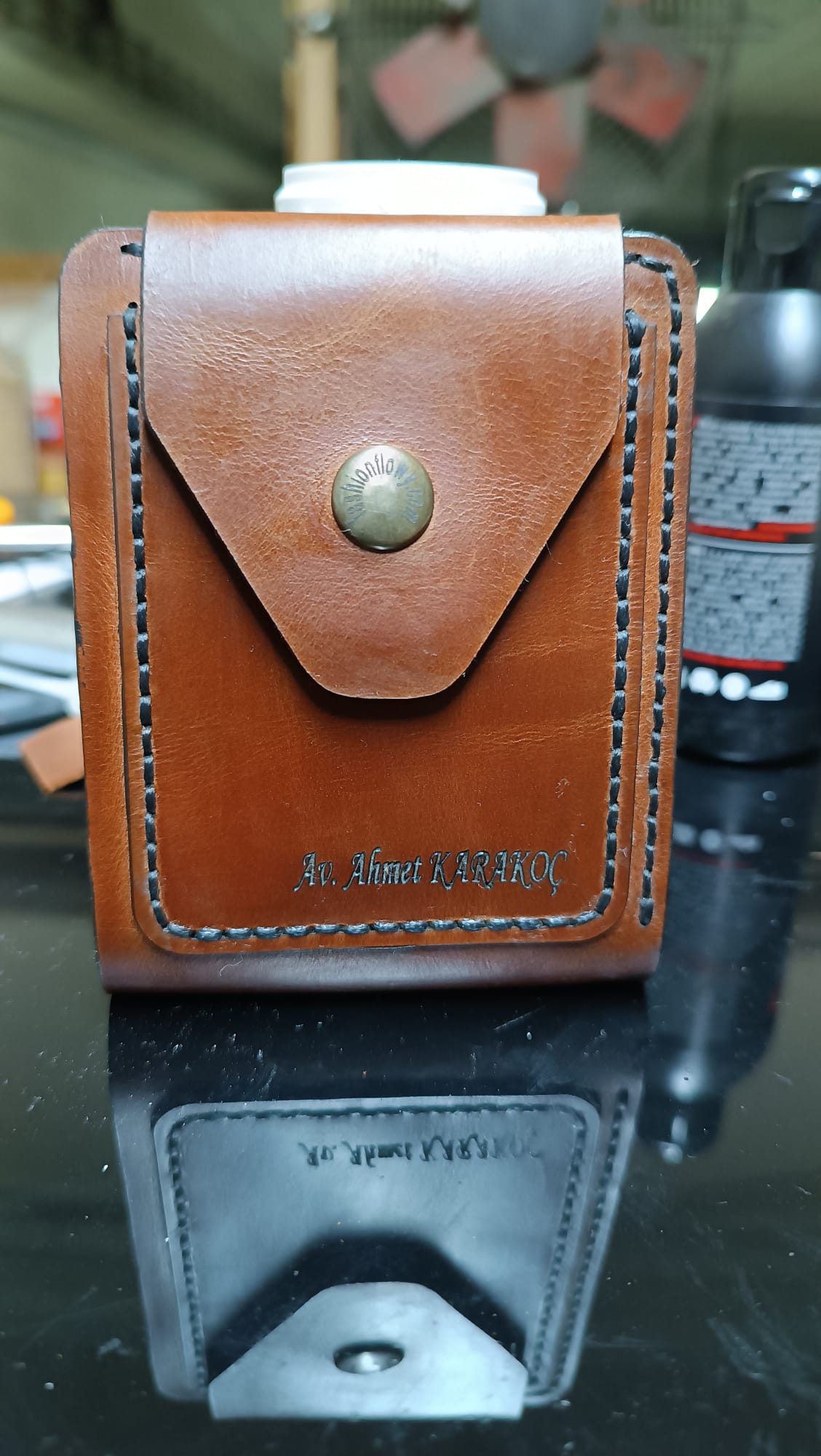 Crazy Horse Doğal Dana Derisi El Yapımı Kartlık & Cüzdan Lazer Baskı İsimli Premium Seri