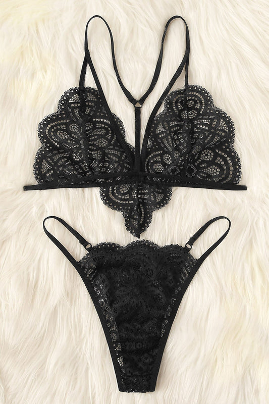 Kadın Siyah Özel Seksi Sütyen Külot Takımı