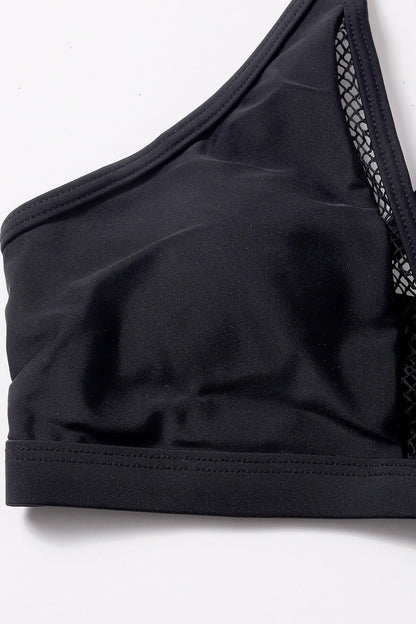 Kadın Siyah File Detaylı Özel Bikini Takımı