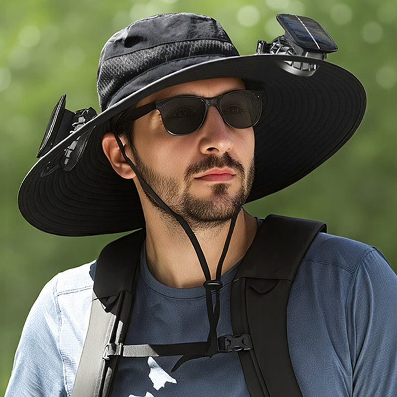 Uzun Ömürlü Lityum Pil ile Güneş Enerjili Fan Şapkası, Fanlı Erkek Açık Hava Balıkçı Şapkası, Güneş Korumalı Balıkçı Şapkası