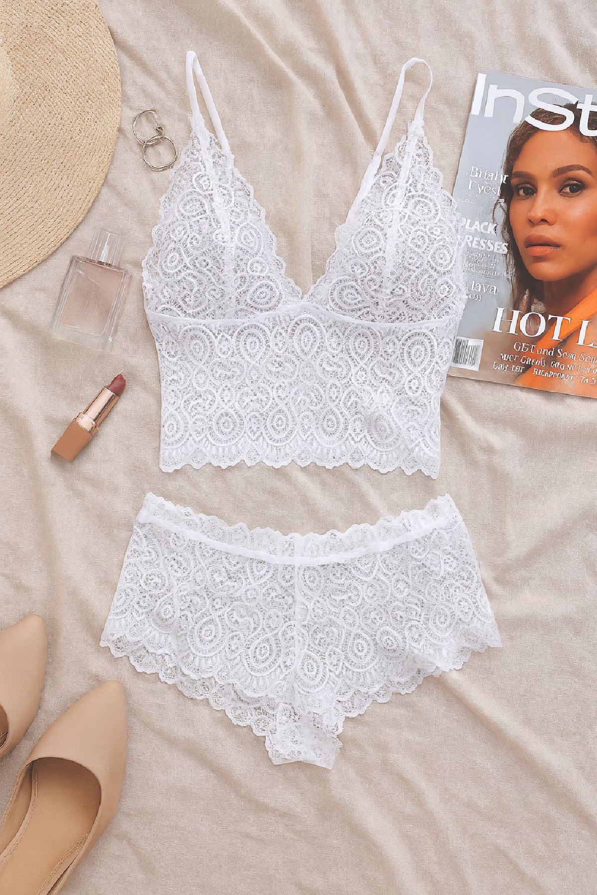 Kadın Bordo Dantel Bralet Şort Takımı – Asil ve Sofistike İç Giyim