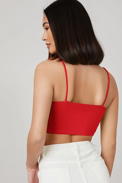 Kadın Kırmızı Ip Askılı Crop Top Büstiyer