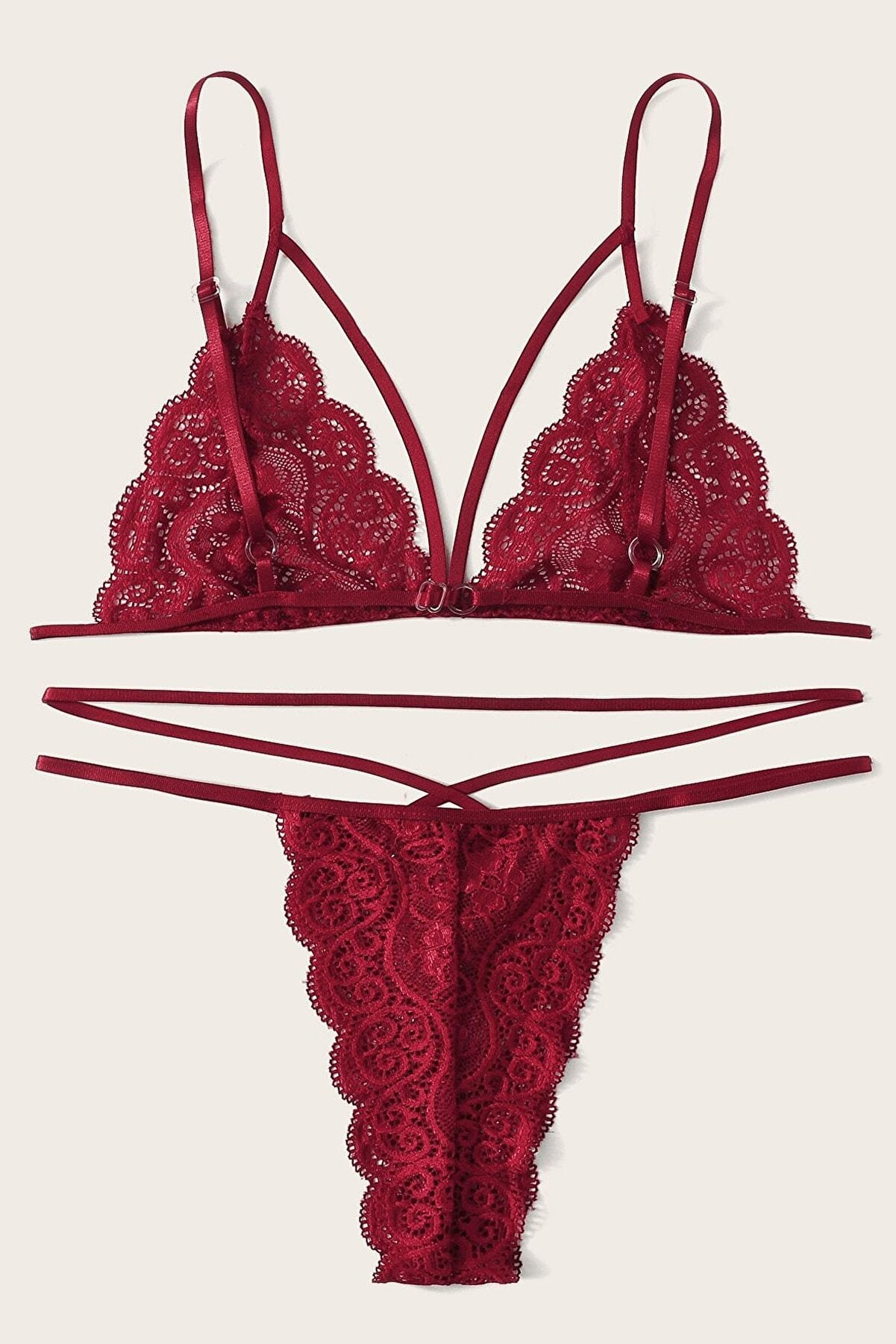 Kadın Bordo Dantel Sütyen Külot Takımı