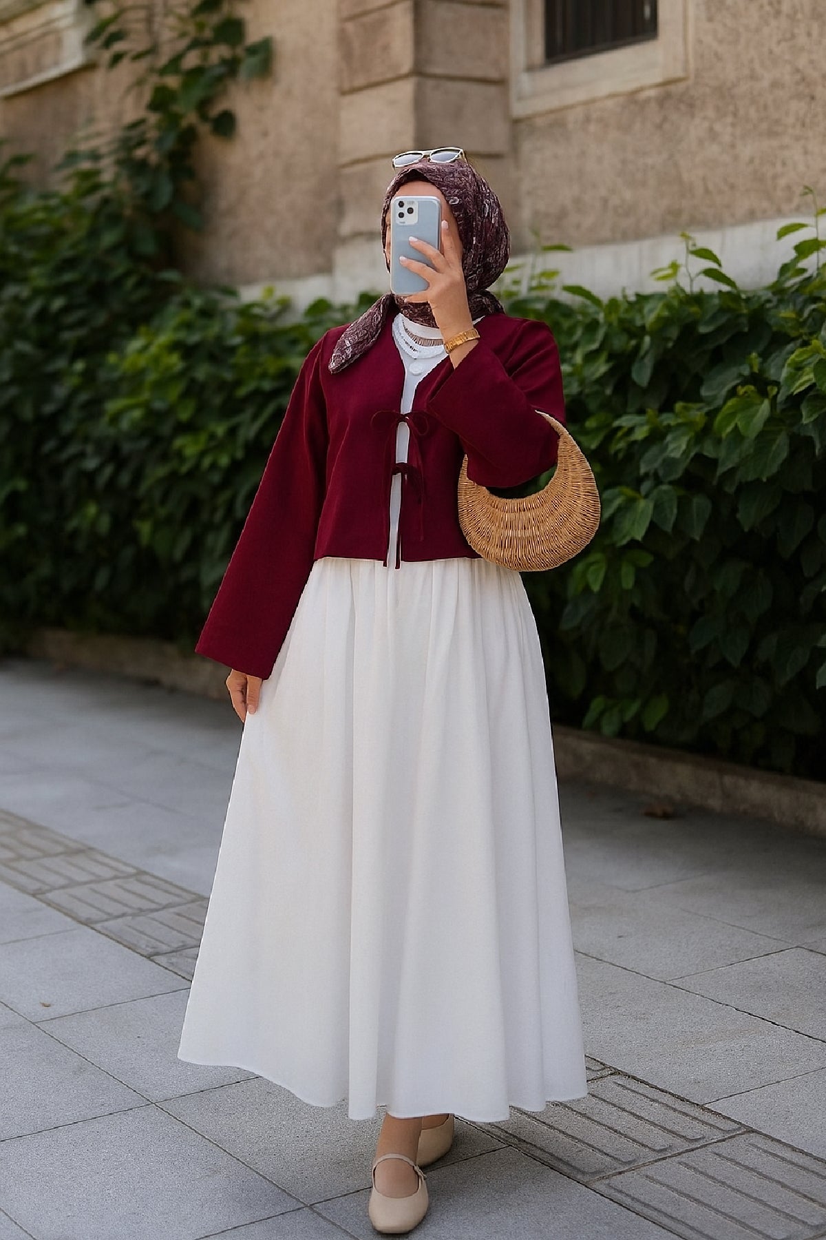 Kadın Bordo Kısa Kimono Ceket – Zarif ve Şık Kombin Parçası