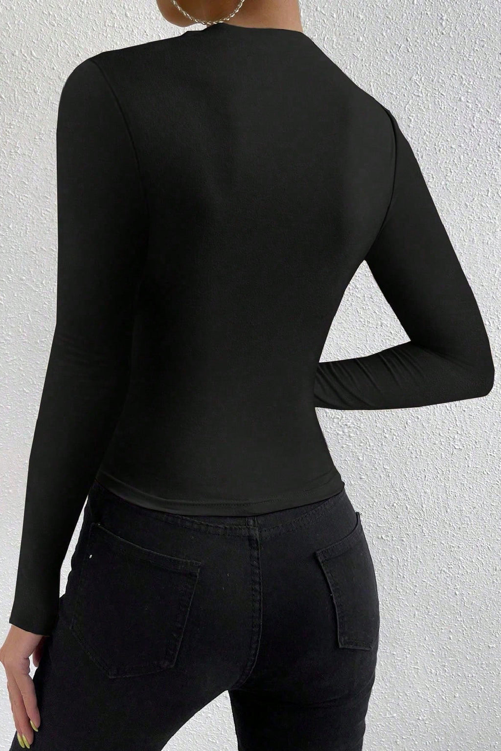 Kadın Bordo Belden ve Boyundan Büzgü Detaylı Uzun Kollu Bluz