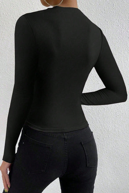 Kadın Bordo Belden ve Boyundan Büzgü Detaylı Uzun Kollu Bluz