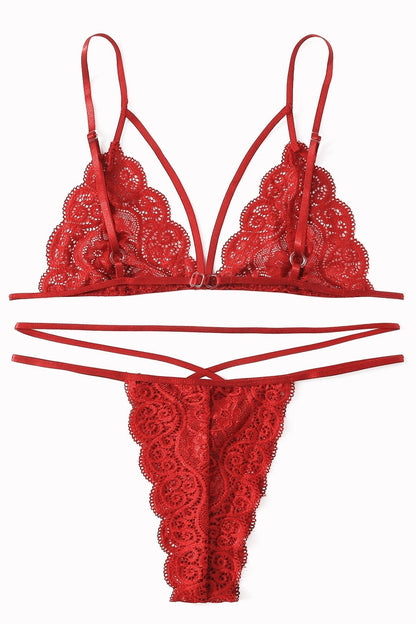 Kadın Kırmızı Dantel Sütyen Külot Takımı