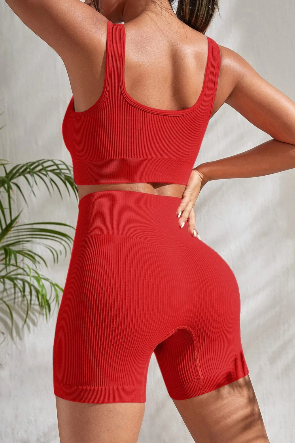 Kadın Kırmızı Kalın Askılı Yüksek Bel Şortlu Gecelik Takımı