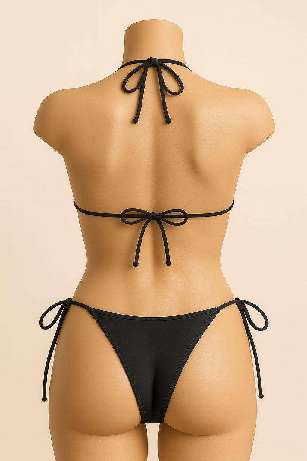 Kadın Siyah Yandan ve Boyundan Bağlamalı Bikini Mayo Takımı