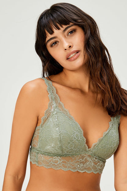 Kadın Yeşil Dantelli Büstiyer Sütyen Külot Takımı