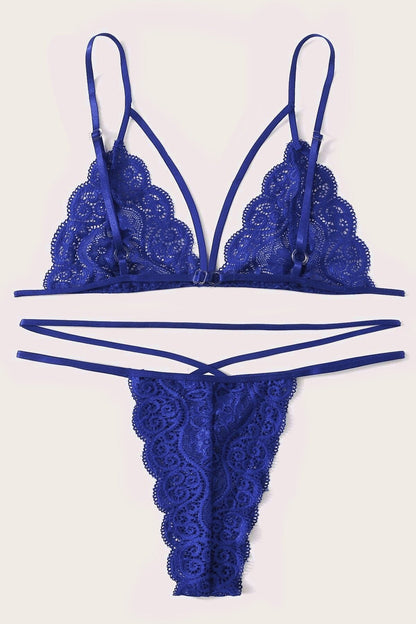 Kadın Mavi Dantel Sütyen Külot Takımı