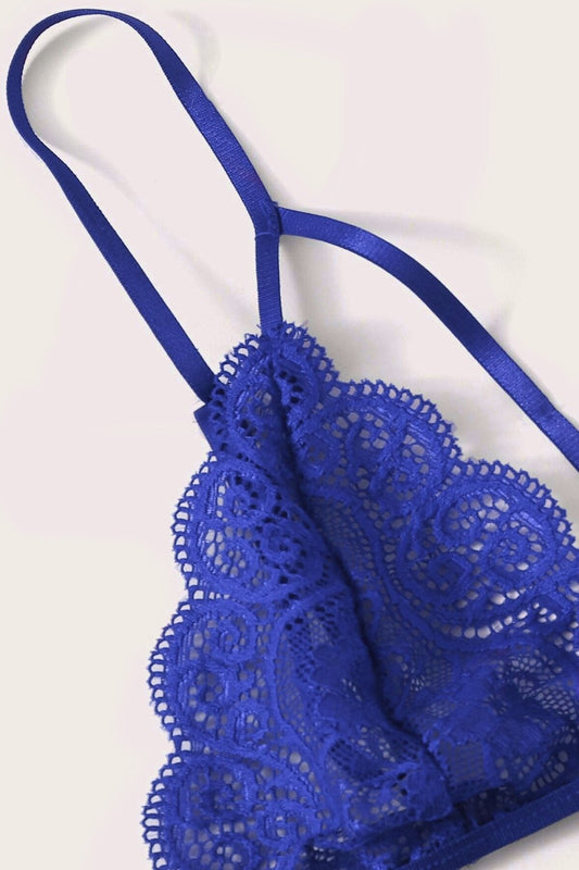 Kadın Mavi Dantel Sütyen Külot Takımı