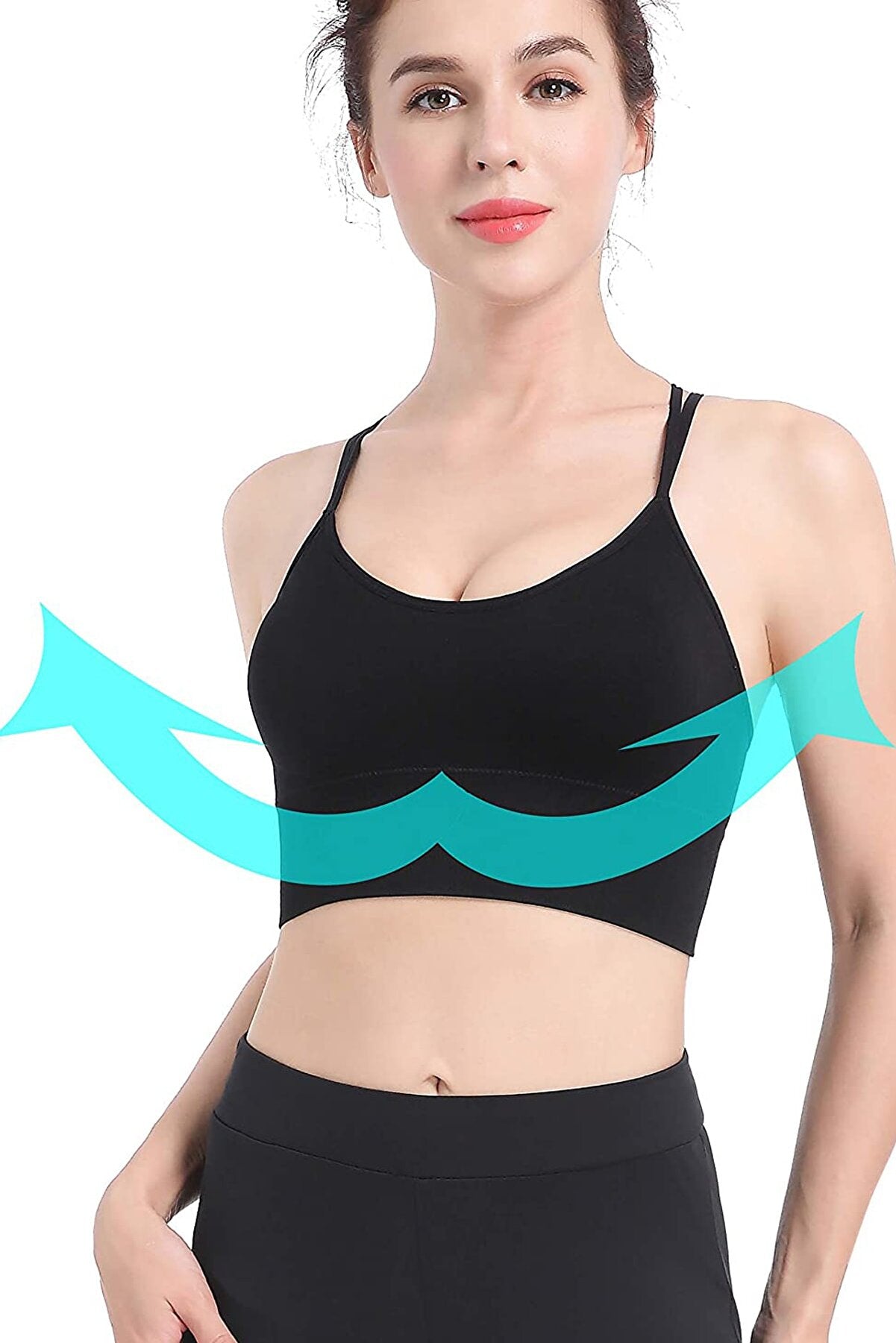 Kadın Siyah Çarpraz İpli Spor Büstiyer