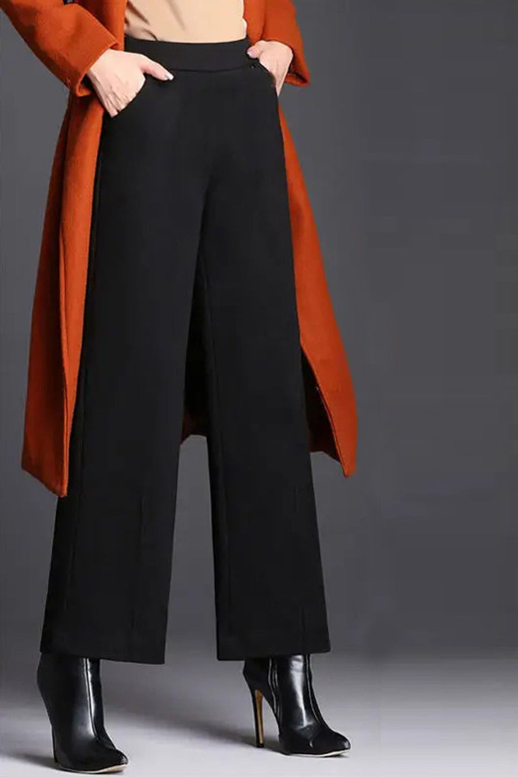 Kadın Siyah Geniş Paça Vintage Palazzo Pantolon