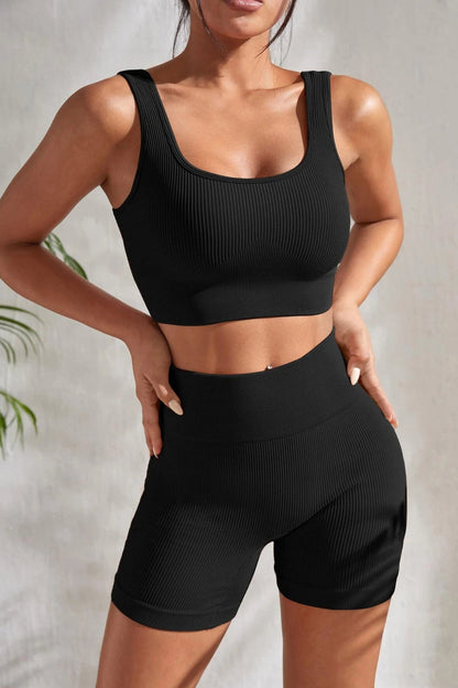 Kadın Siyah Şortlu Yüksek Bel Gecelik Takımı