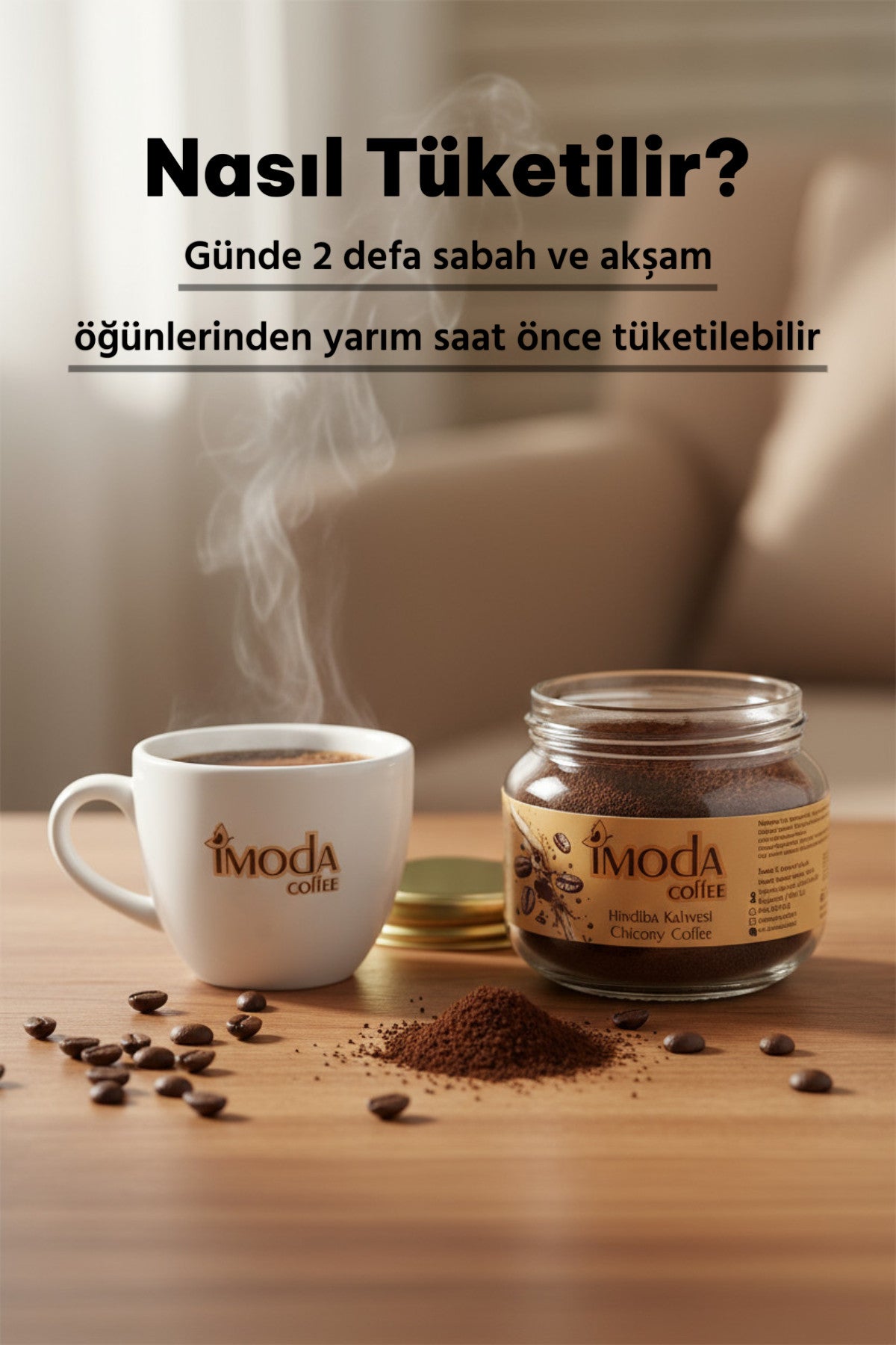 Hindiba Kahvesi 150 gr Cam Kavanoz – 60 Kullanımlık Granül Kahve, Yumuşak İçim