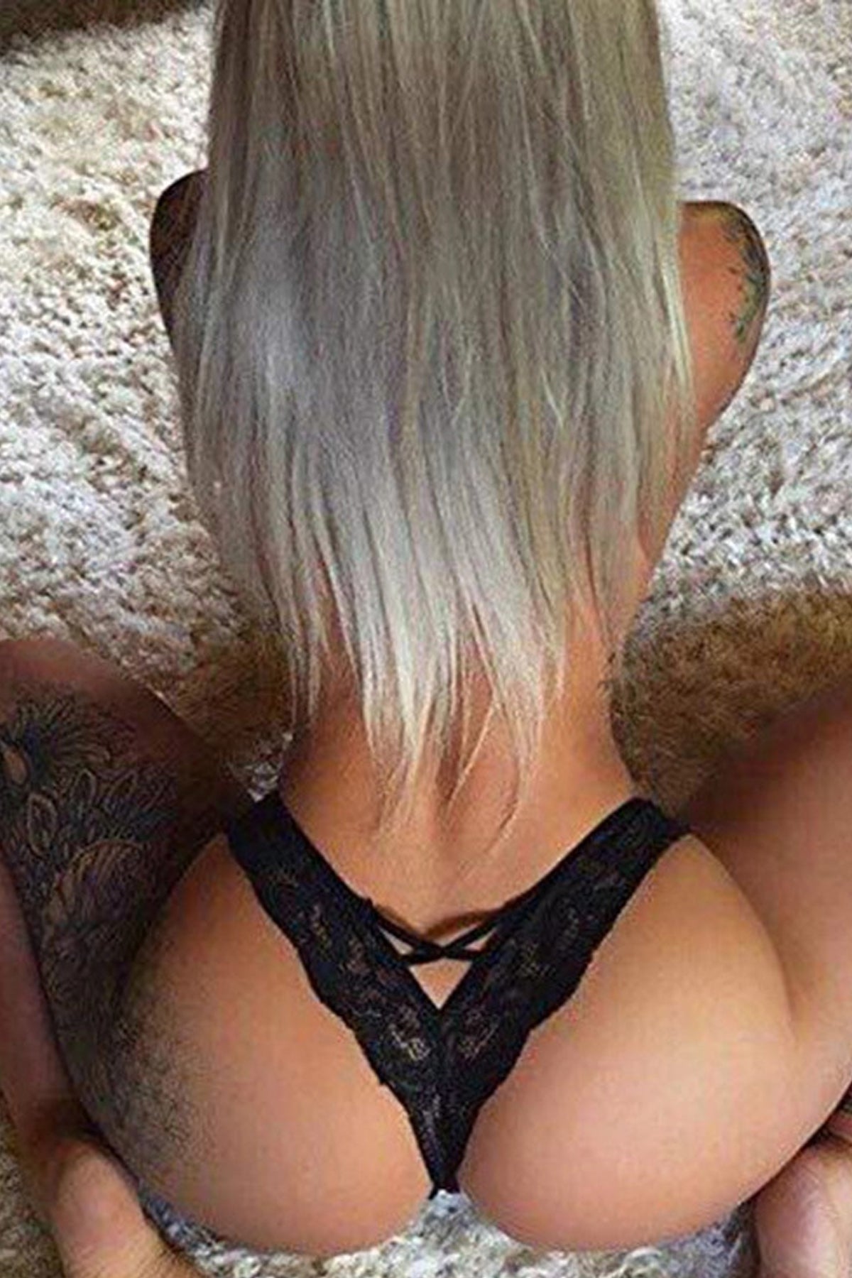 Kadın Siyah Dantel Tanga Külot