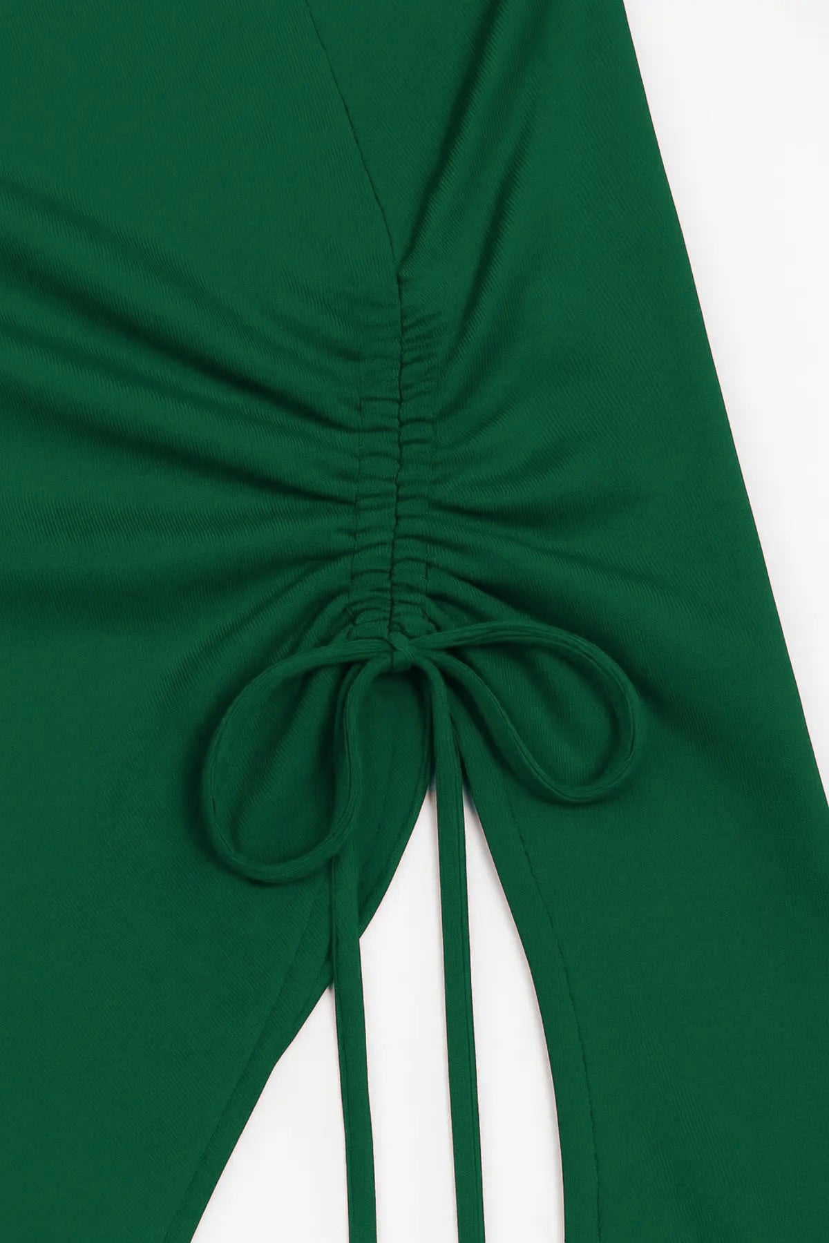 Kadın Siyah Uzun İspanyol Kollu Asimetirik Yaka Yandan Bağlamalı Drapeli Bluz