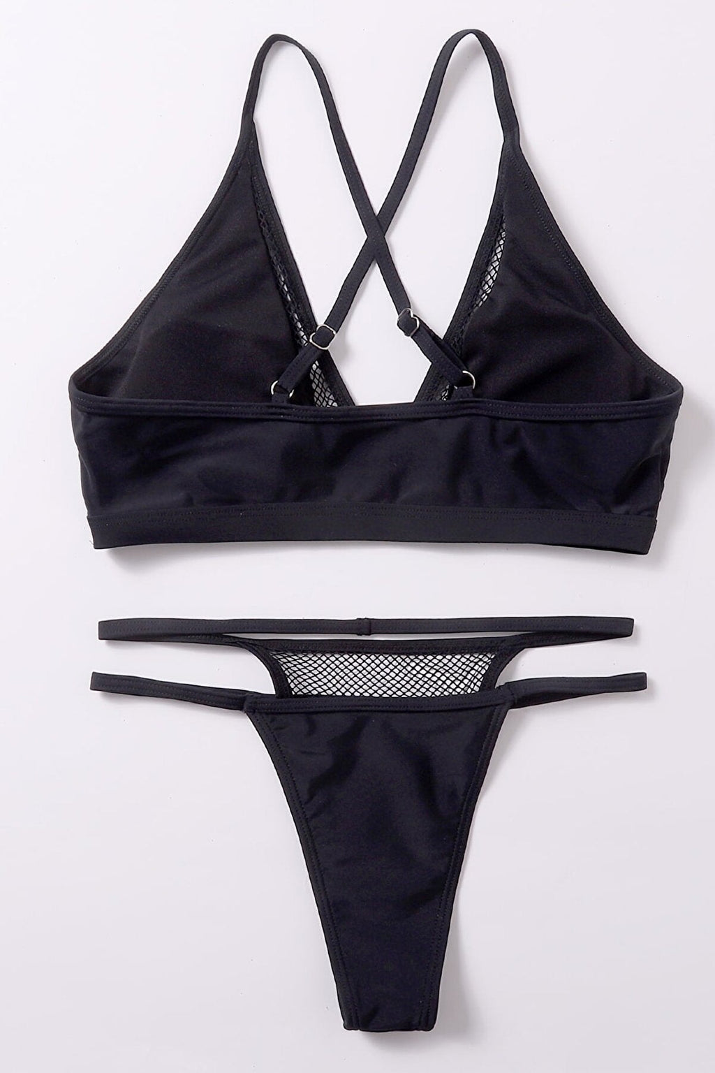 Kadın Siyah File Detaylı Iç Çamaşır Takımı