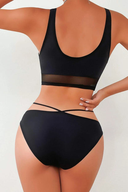 Kadın Siyah Çapraz Ip Detaylı Şık Bikini Takımı