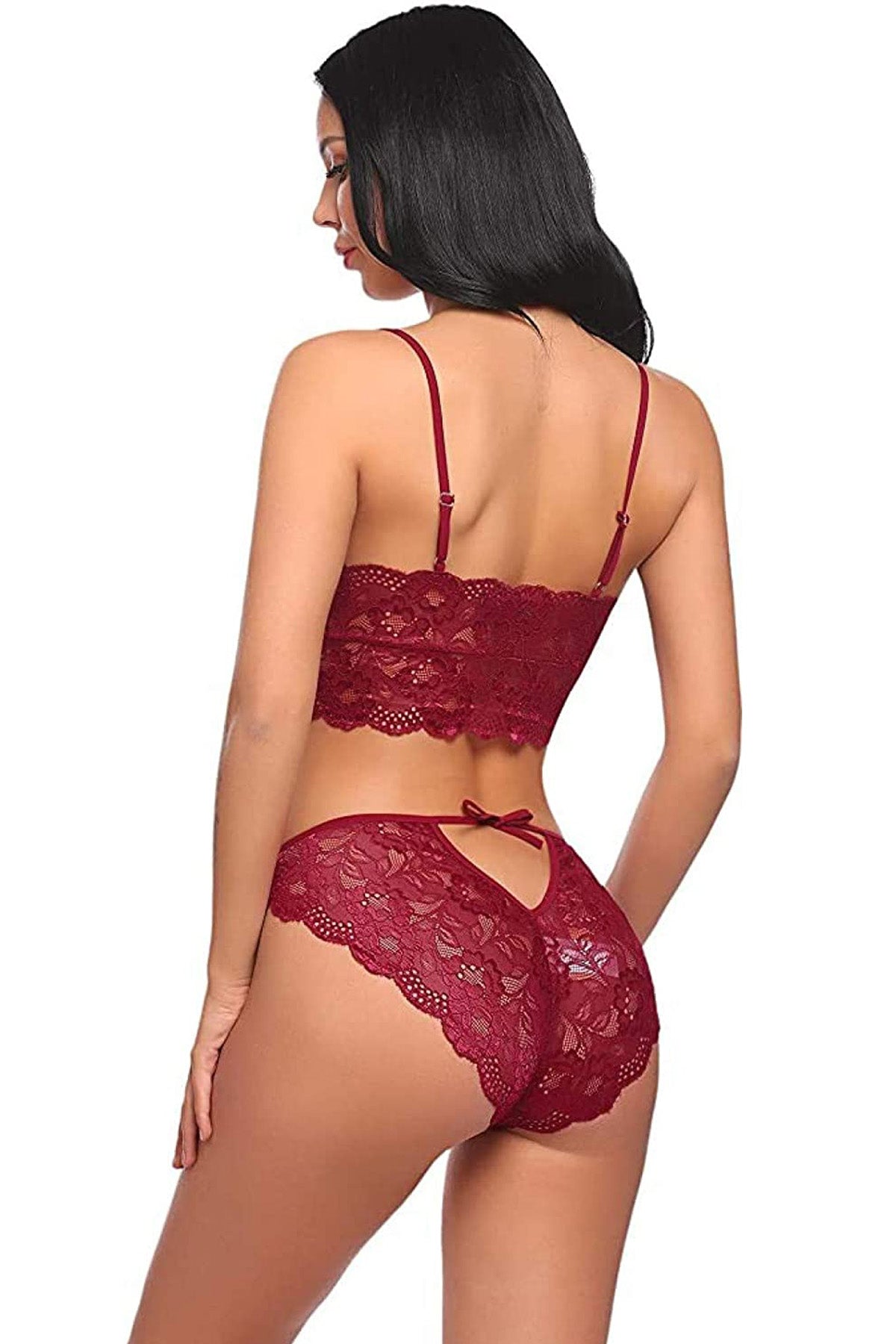 Kadın Bordo Belden Bağlamalı Şık Büstiyer Sütyen