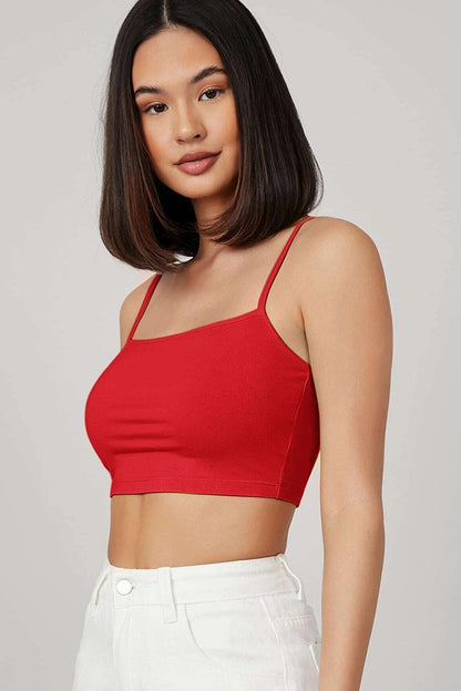 Kadın Kırmızı Ip Askılı Crop Top Büstiyer