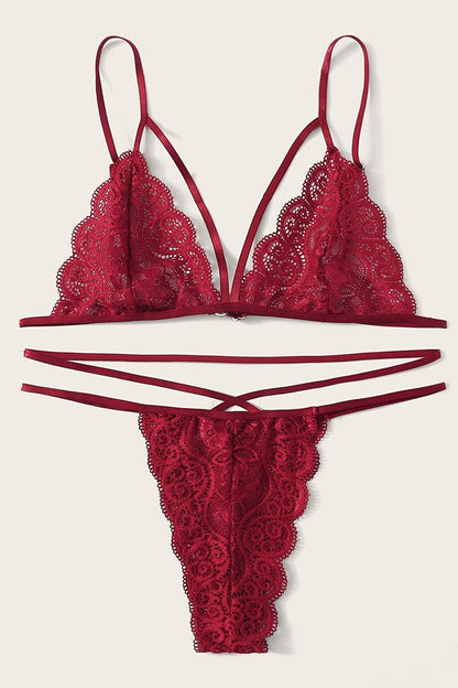 Kadın Bordo Dantel Sütyen Külot Takımı