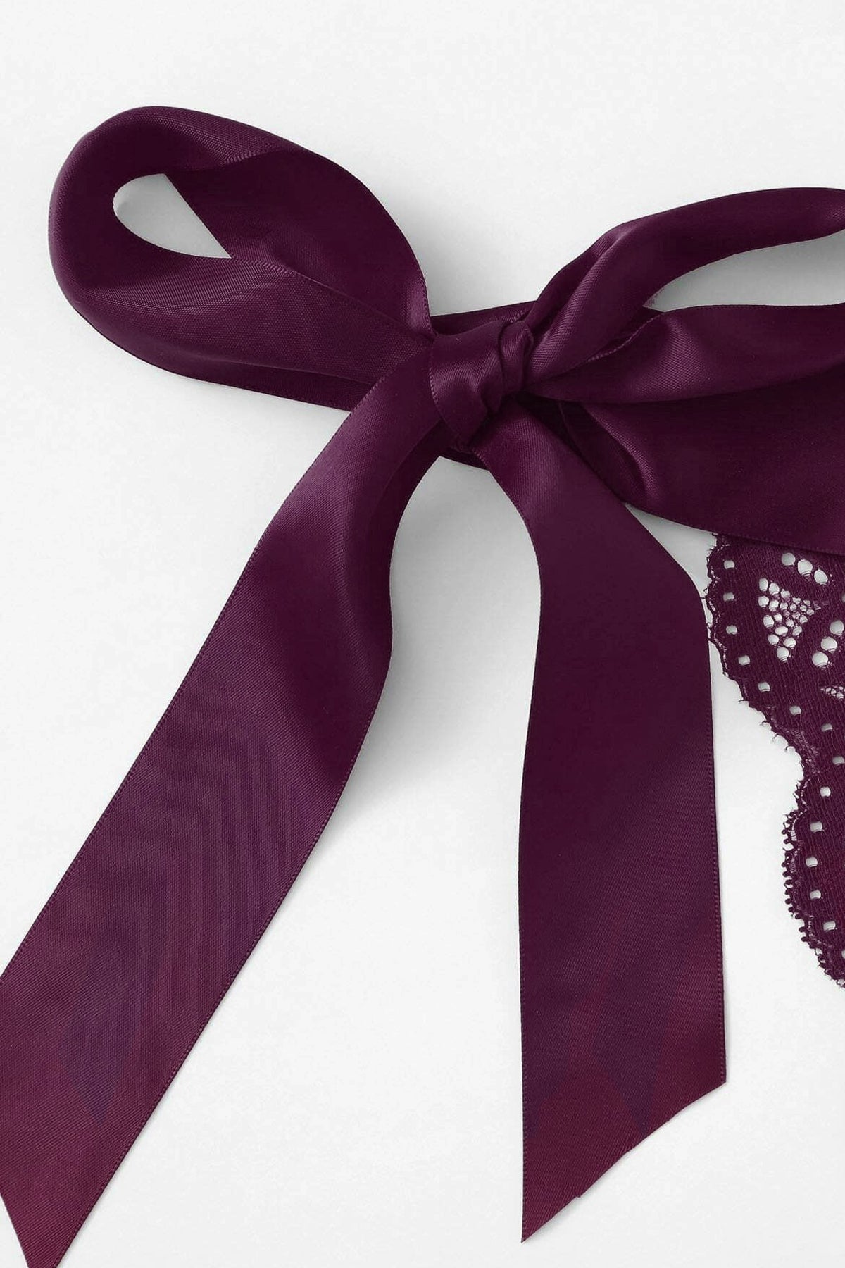 Kadın Mor Kurdelalı Ve Dantelli Sütyen Külot Takımı