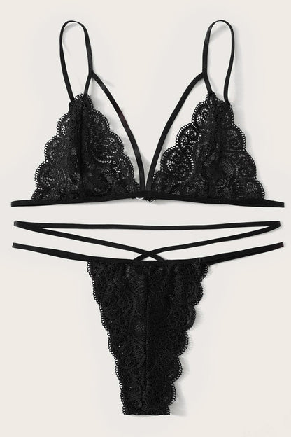 Kadın Siyah Dantel Sütyen Külot Takımı