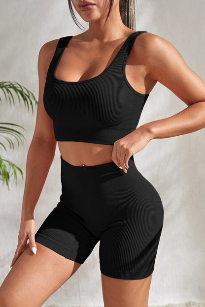 Kadın Siyah Şortlu Yüksek Bel Gecelik Takımı