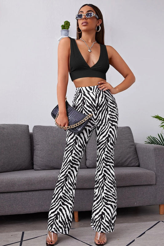 Kadın Siyah Derin V Yaka Ve Sırt Dekolteli Askılı Crop Top Bluz