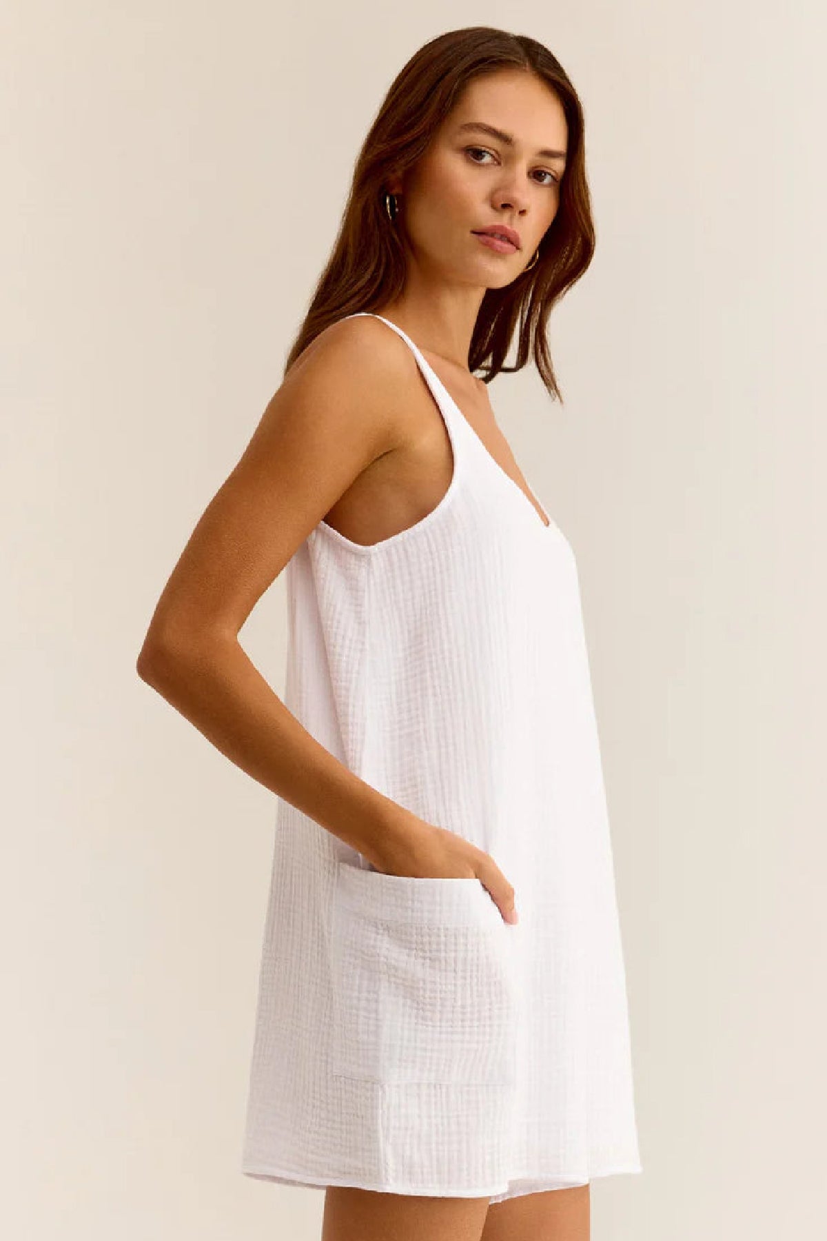 Kadın Siyah Mini Cepli Tulum Plaj Elbisesi