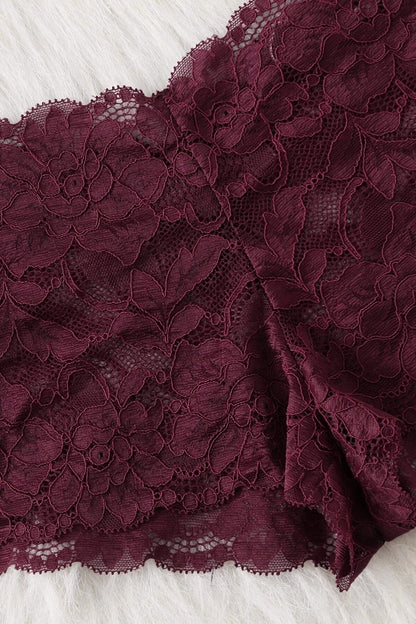 Kadın Bordo Dantelli & Kurdelalı Sütyen Külot Takımı
