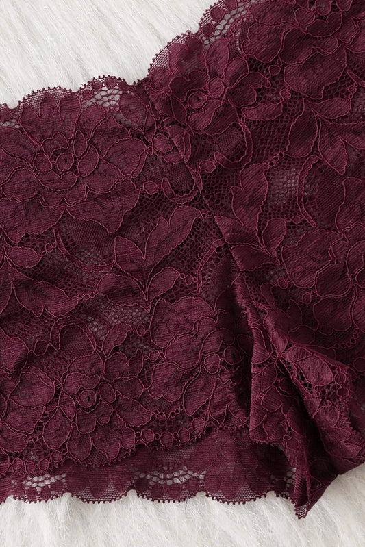 Kadın Bordo Dantelli & Kurdelalı Sütyen Külot Takımı