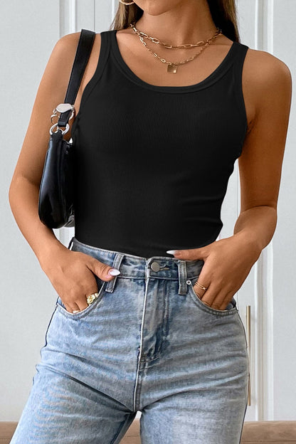 Kadın Siyah Kolsuz Kalın Askılı Uzun Crop Top Bluz & Atlet