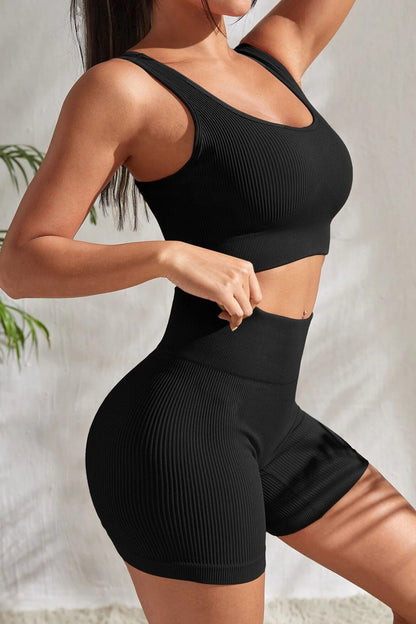 Kadın Siyah Kalın Askılı Yüksek Bel Şortlu Gecelik Takımı