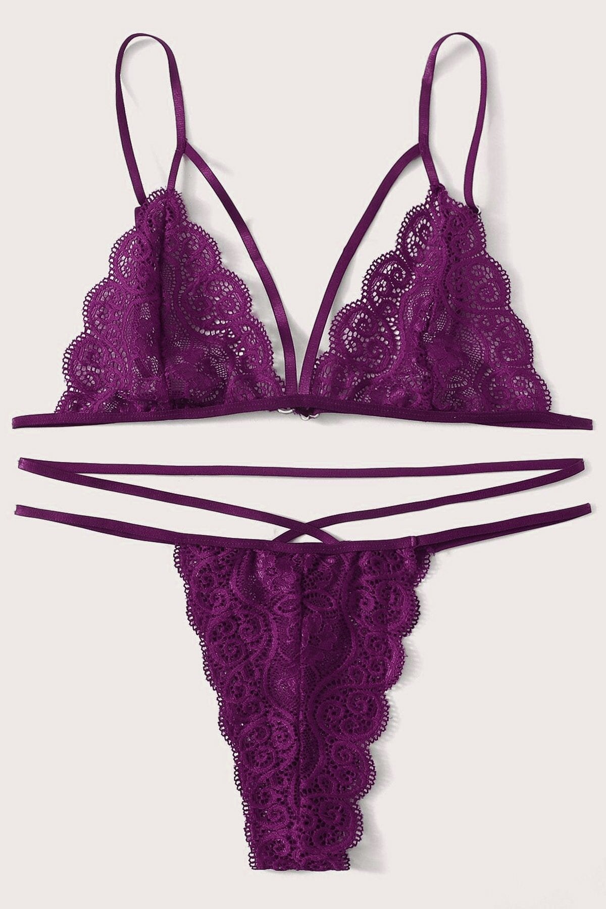 Kadın Mor Dantel Sütyen Külot Takımı
