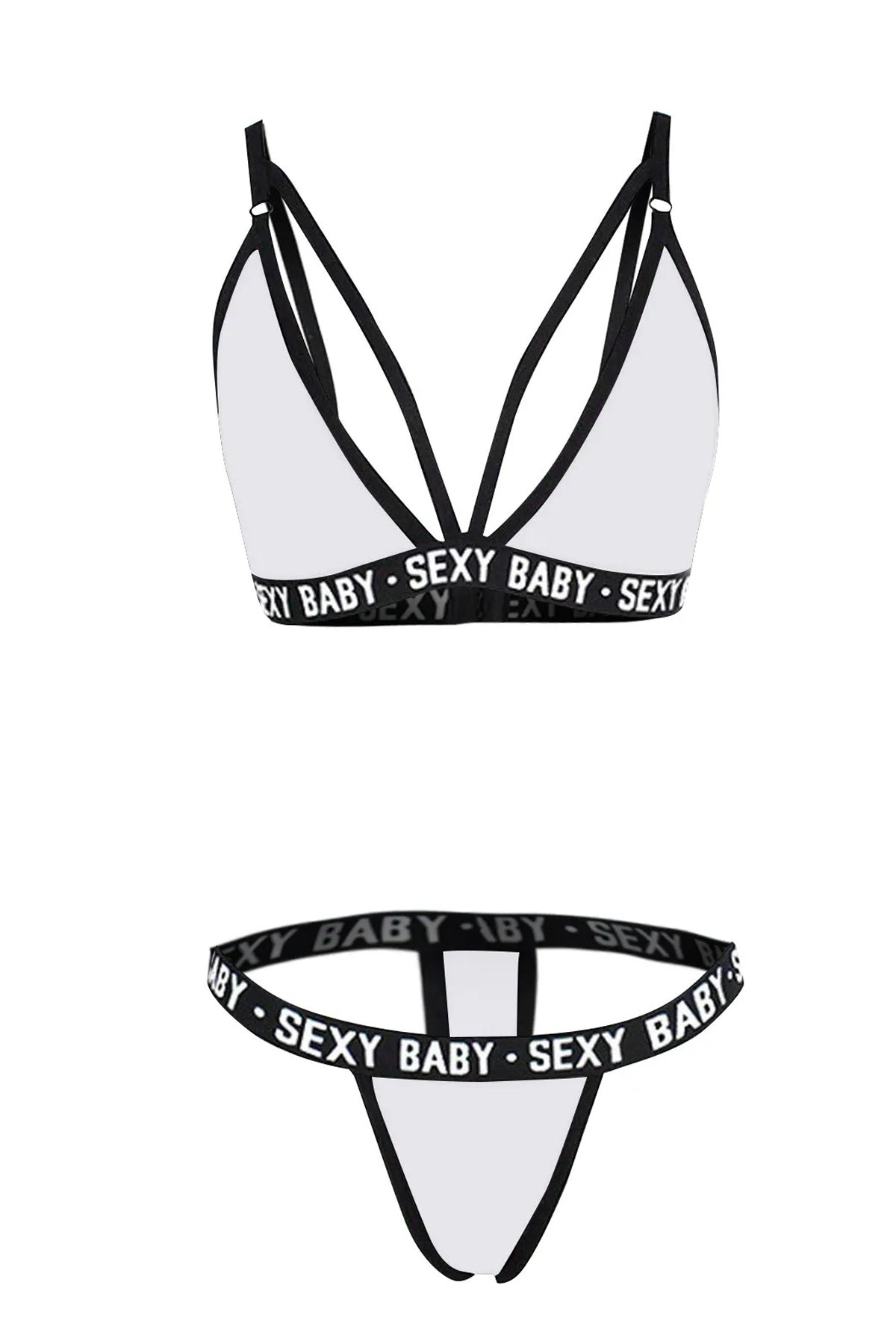 Kadın Beyaz Yazı Detaylı Ipli Sütyen Takımı