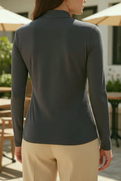 Kadın Mavi Parmak Detaylı Esnek Uzun Kollu Body