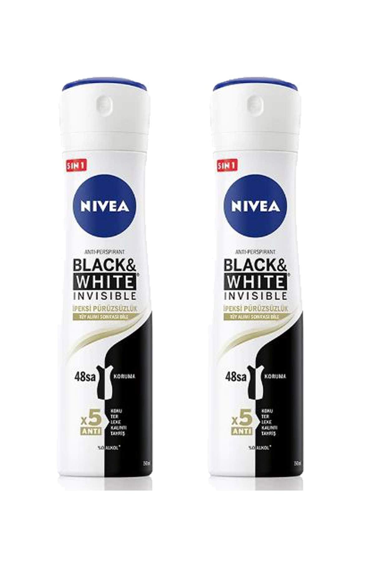 2 Adet Black&White İpeksi Pürüzsüzlük Kadın Deodorant Sprey 150 ml