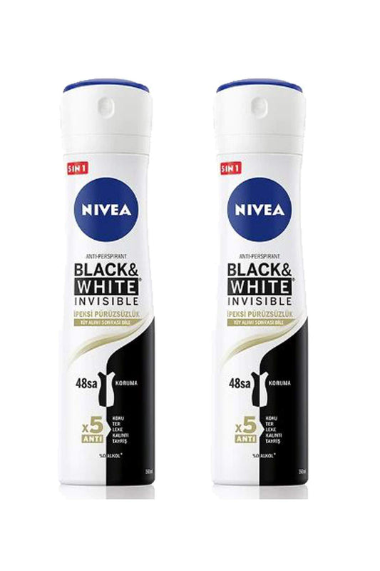2 Adet Black&White İpeksi Pürüzsüzlük Kadın Deodorant Sprey 150 ml