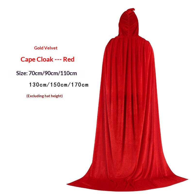 Altın Kadife Büyücü Cadı Prens Pelerini Cadılar Bayramı Kadife Pelerin