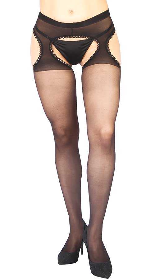 Siyah Özel Bölgesi Açık Fantazi Külotlu Çorap