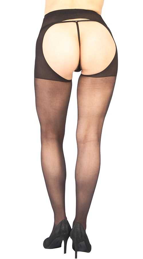 Siyah Özel Bölgesi Açık Fantazi Külotlu Çorap