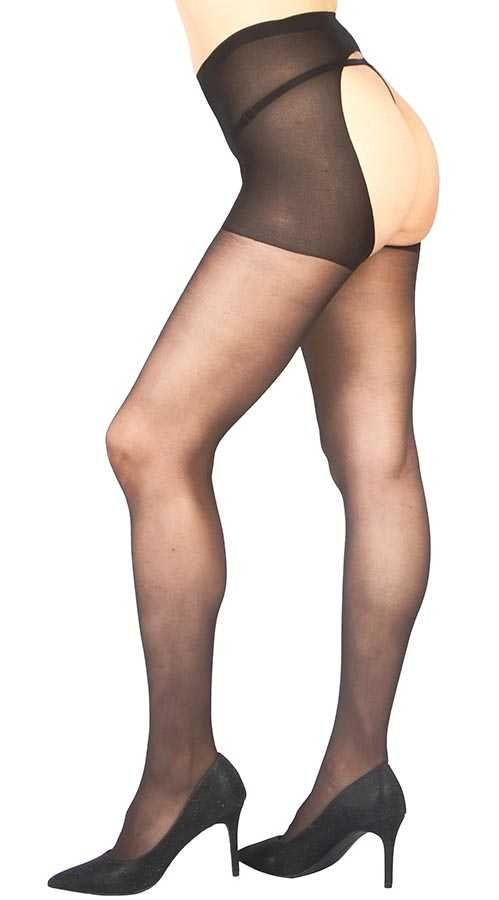 Siyah Özel Bölgesi Açık Fantazi Külotlu Çorap