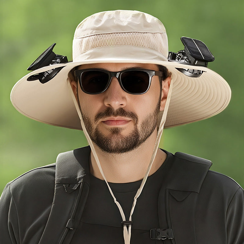 Uzun Ömürlü Lityum Pil ile Güneş Enerjili Fan Şapkası, Fanlı Erkek Açık Hava Balıkçı Şapkası, Güneş Korumalı Balıkçı Şapkası